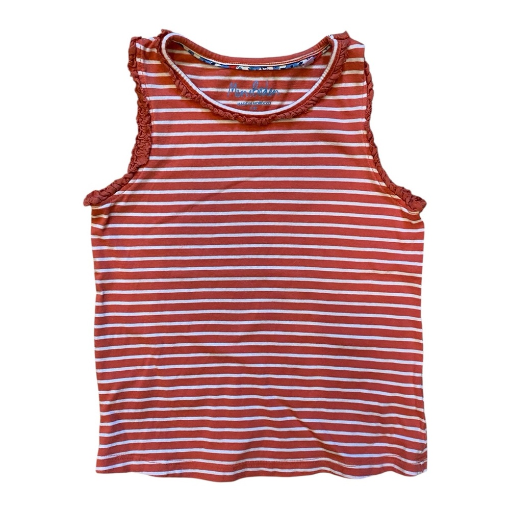 Mini Boden Orange/Red and White Striped Kids Tank Top - Size 5T